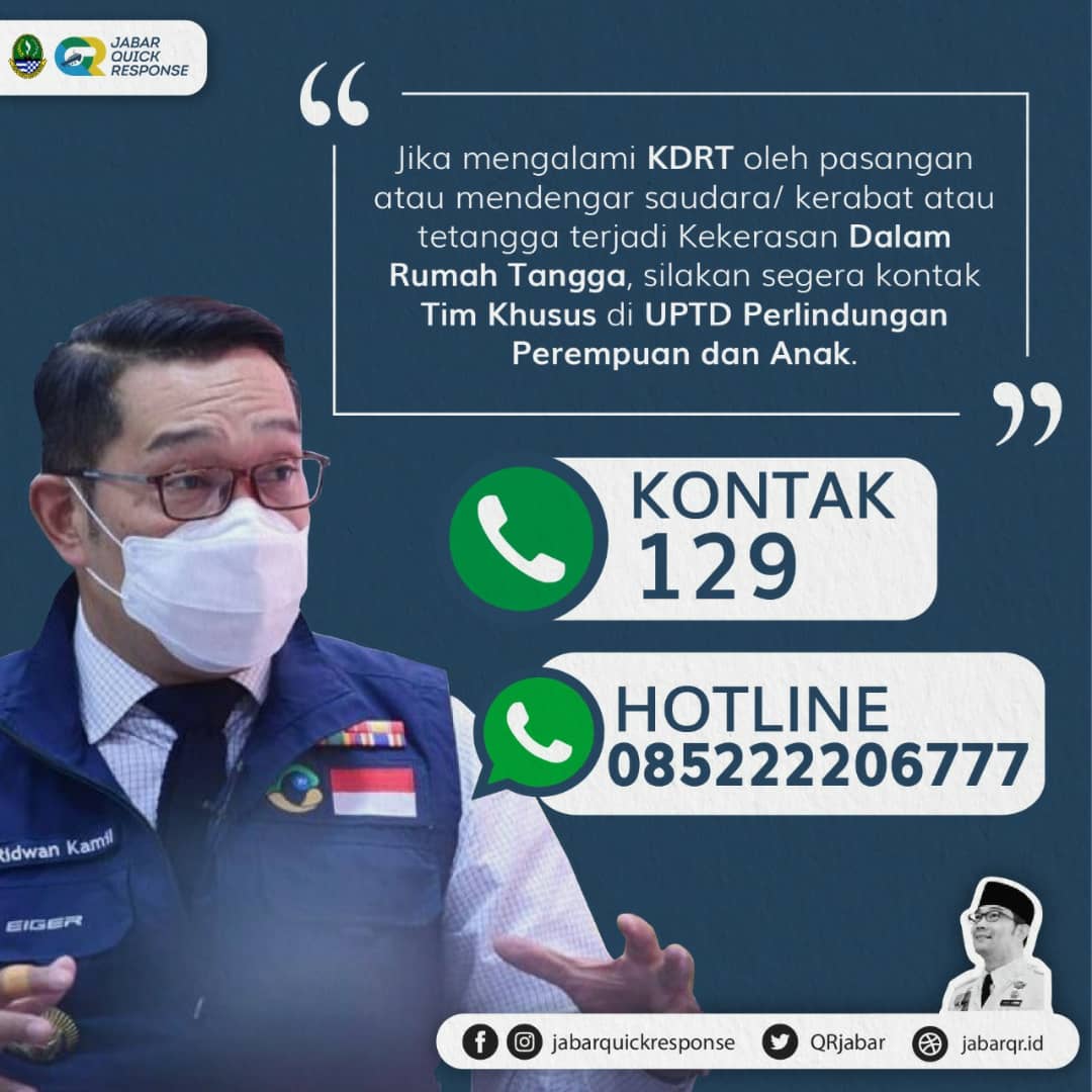 QrJabar's tweet photo. Info untuk Wargi Jabar semua, mohon hubungi nomor ini jika mengalami KDRT atau menyaksikan kekerasan terhadap perempuan dan anak-anak.
#jabarquickresponse #ridwankamil https://t.co/YsEhcI0Jzp