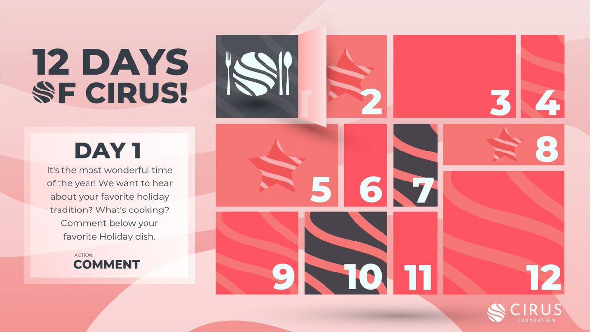 🎁 Let the 12 Days of #Cirus Begin❗

☃️ It's the most wonderful time of the year! 
❤️ We want to hear about your favorite holiday tradition. 
😋 What's cooking? Tell us about your favorite Holiday dish.

Click here to submit ⬇️
forms.gle/47hfv9W4pzve2S…

#CirusFoundation