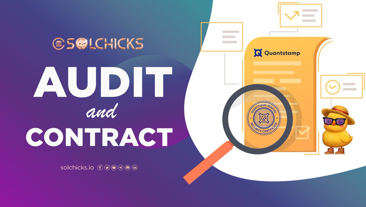📢$CHICKS contract audited by <a href="/Quantstamp/">Quantstamp</a>!🔒 leader in blockchain security, Done over 200 audits and secured over $100 billion in value💎

➡️solchicks.io/audit

🐤OFFICIAL $CHICKS Contract👇

cxxShYRVcepDudXhe7U62QHvw8uBJoKFifmzggGKVC2

<a href="/SolChicksNFT/">SolChicks</a>  #thecryptolifestyle