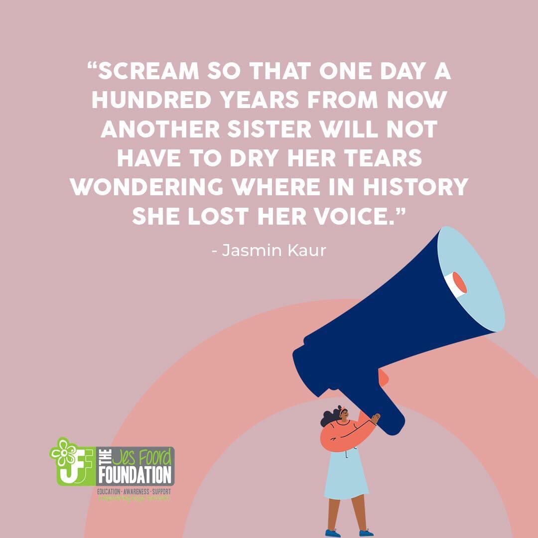 The time to take action + make your voice heard is  N O W 👇💚

If you would like to book a free trauma counselling session, please don’t hesitate to call 0861-333-449 or email admin@jff.org.za. 

#jesfoordfoundation #rapeawareness #endgbv #endgenderbasedviolence