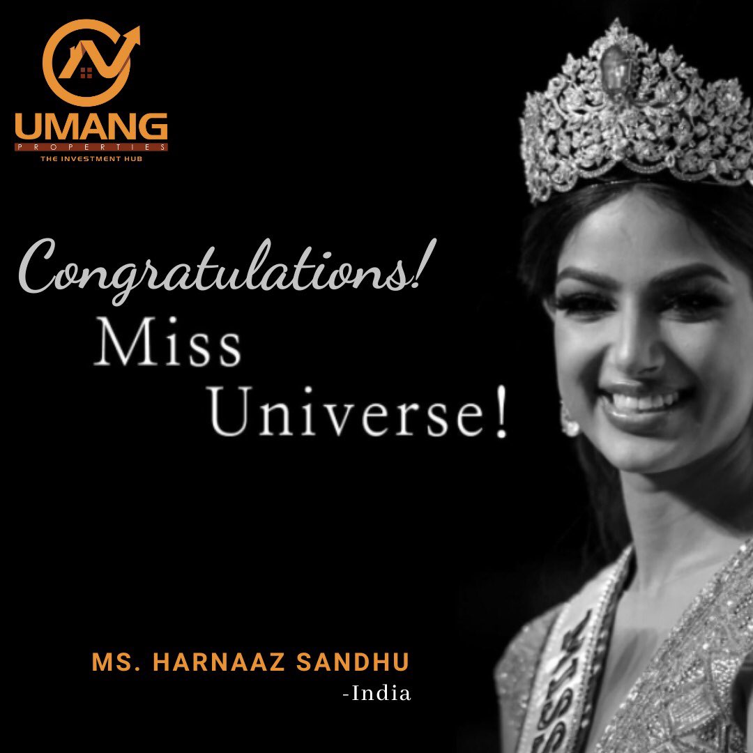 UmangProperties's tweet photo. Congratulations #HarnaazSandhu for bringing back a ‘beautiful moment’ for India after 21 years.
Proud Of You!
#MissUniverse2021
#UmangProperties
#realestate #property #home #house #dreamhome #family https://t.co/gWyE2lWZlC