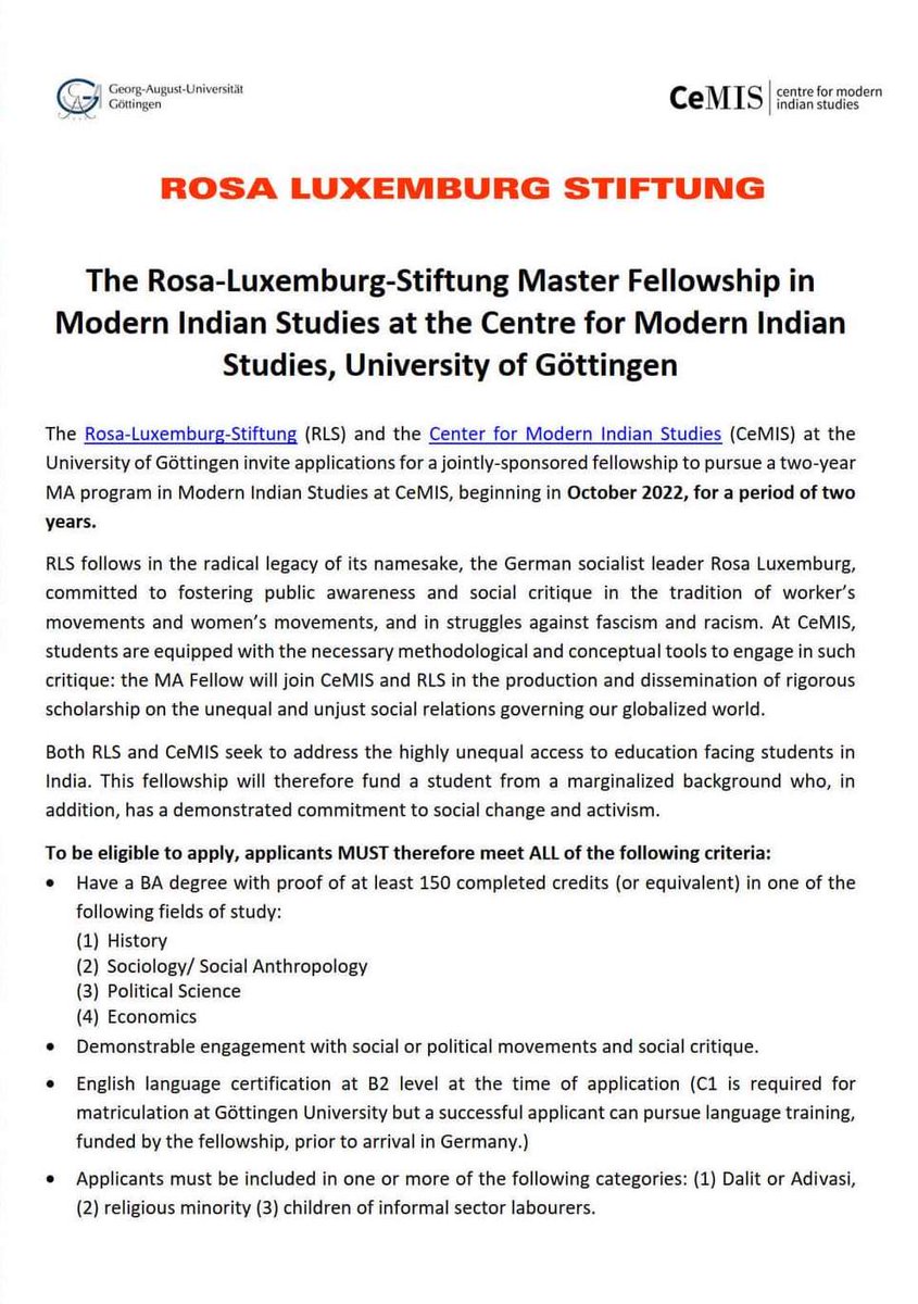 Dr. Abhay Sagar Minz (@abhayminz) on Twitter photo Youth Kind attention please. Fellowships for Masters at University of Gottingen. <a href="/TribalSpaces/">Tribal Spaces (₿⚡)</a> <a href="/AdiwasiVoice/">Adiwasi.com</a> <a href="/AdivasisMatter/">#AdivasiLivesMatter</a> <a href="/nikaskindo/">nikas kindo</a> <a href="/ChampaiSoren/">Champai Soren</a> <a href="/RajeshDama_/">Rajesh Dama</a> <a href="/SanjayDabhade/">Adivasi Speaks.....</a> <a href="/Johar_Adivasi/">Johar Aadivasi</a> <a href="/adivasi_samuday/">आदिवासी समुदाय</a> <a href="/VeerKeram750/">Veer Keram</a> <a href="/TribalArmy/">Tribal Army</a> @JNUSUofficial Youth Kind attention please. Fellowships for Masters at University of Gottingen. <a href="/TribalSpaces/">Tribal Spaces (₿⚡)</a> <a href="/AdiwasiVoice/">Adiwasi.com</a> <a href="/AdivasisMatter/">#AdivasiLivesMatter</a> <a href="/nikaskindo/">nikas kindo</a> <a href="/ChampaiSoren/">Champai Soren</a> <a href="/RajeshDama_/">Rajesh Dama</a> <a href="/SanjayDabhade/">Adivasi Speaks.....</a> <a href="/Johar_Adivasi/">Johar Aadivasi</a> <a href="/adivasi_samuday/">आदिवासी समुदाय</a> <a href="/VeerKeram750/">Veer Keram</a> <a href="/TribalArmy/">Tribal Army</a> @JNUSUofficial