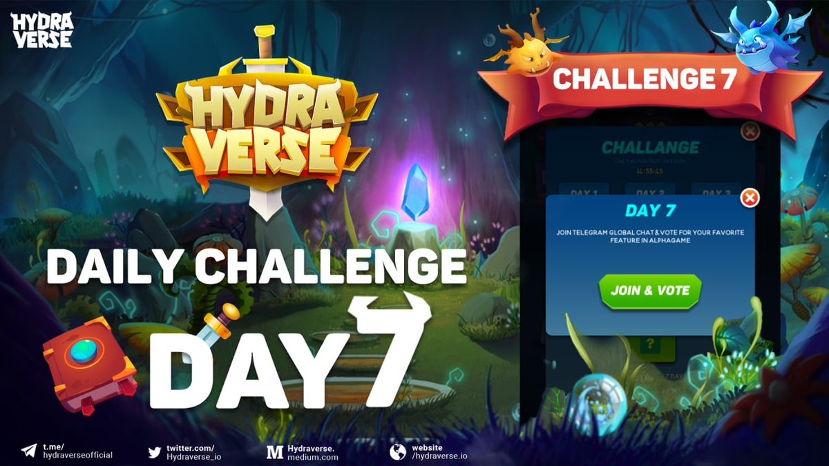 📢 ALPHA GAME DAILY CHALLENGE 7: Go to Hydraverse global chat &amp; vote for your favorite features in the game

 🎯  Where to vote: t.me/hydraverse/258…
This is your last challenge, Dragon Trainers. Share us your thoughts on the Alpha version below👇🏻