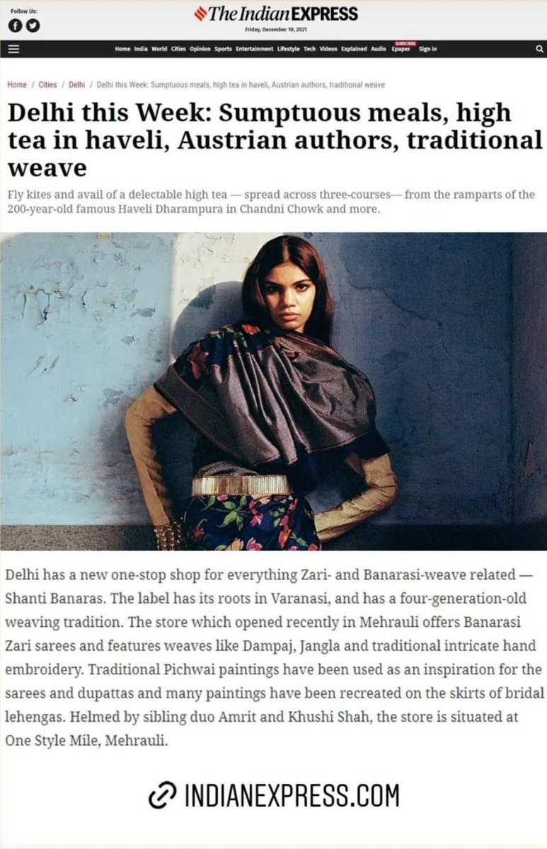 Delhi has a new one-stop for everything Zari- and Banarasi-weave related - Shanti Banaras, featured in The Indian Express. 
#shanti #iamshanti #womenfashion