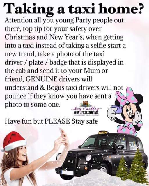 Taking a taxi home Safety tips... #StaySafe