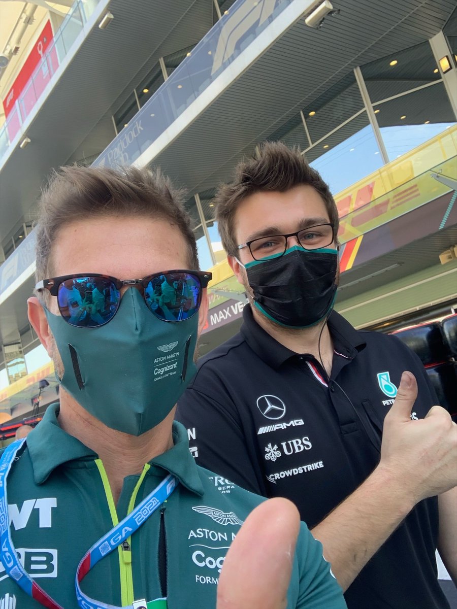 Life on track in the fast lane for F1 alumnus Nathan!

<a href="/UWRacing/">UWRacing</a> driver Shane (left) took some time out this weekend to meet up with graduate Nathan (right) at the Abu Dhabi Grand Prix. Nathan works for the Mercedes team on Lewis Hamilton's car

#livingthedream #Formula1