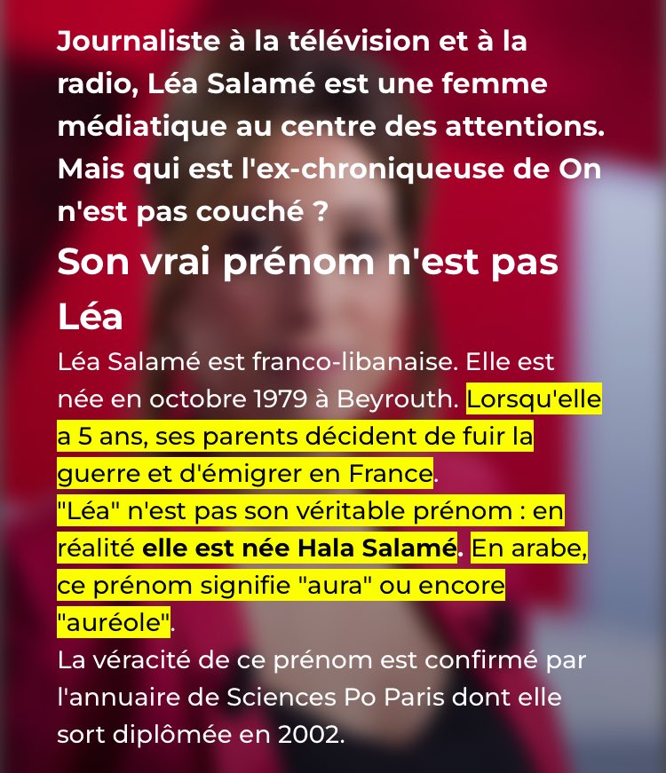 #Léa Salamé reproche à <a href="/ZemmourEric/">Eric Zemmour</a>, ce qu’elle a elle-même fait : changer de prénom pour être acceptée par sescongénères 😂 #LaBlague