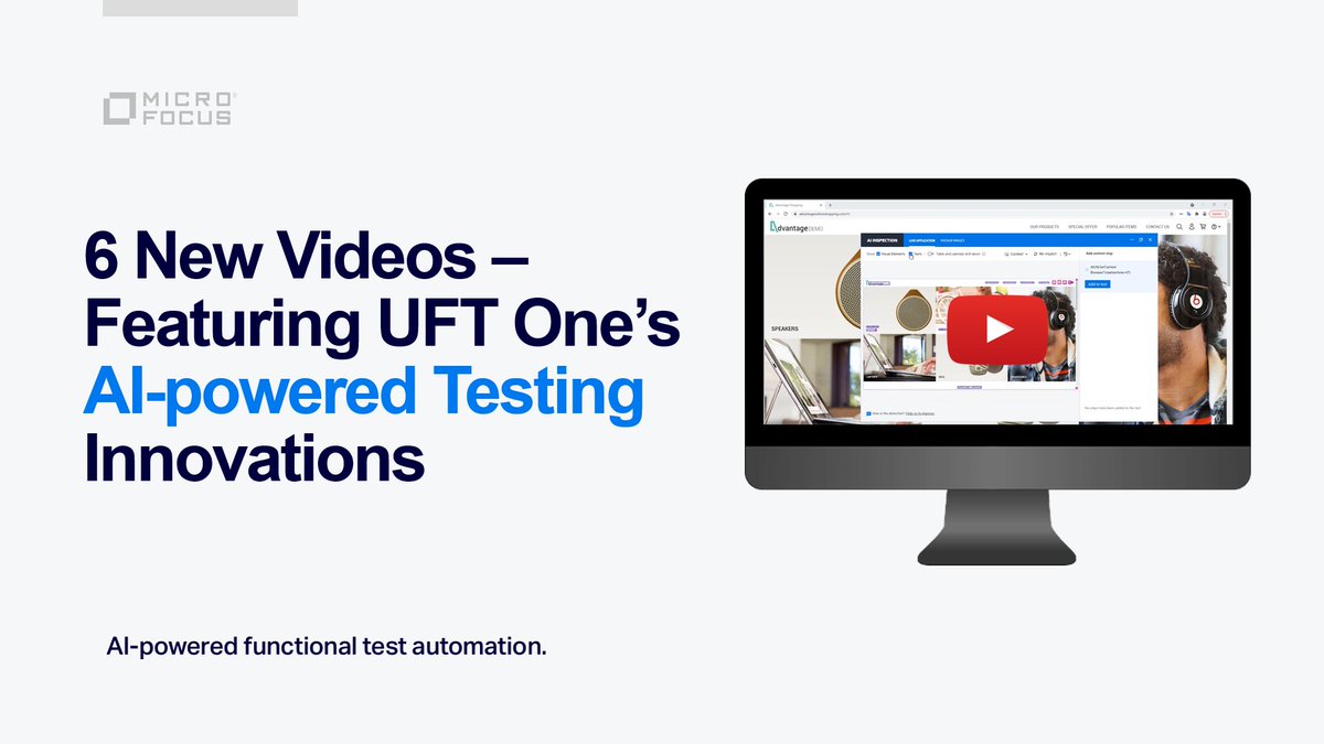 Watch: 6 brand new videos featuring #UFT One’s #AI | #FunctionalTesting #TestAutomation | #ArtificialIntelligence #MachineLearning #ComputerVision @MicroFocusDev  <a href="/CaleORourke/">Michael O'Rourke</a> bit.ly/3ynqlxD