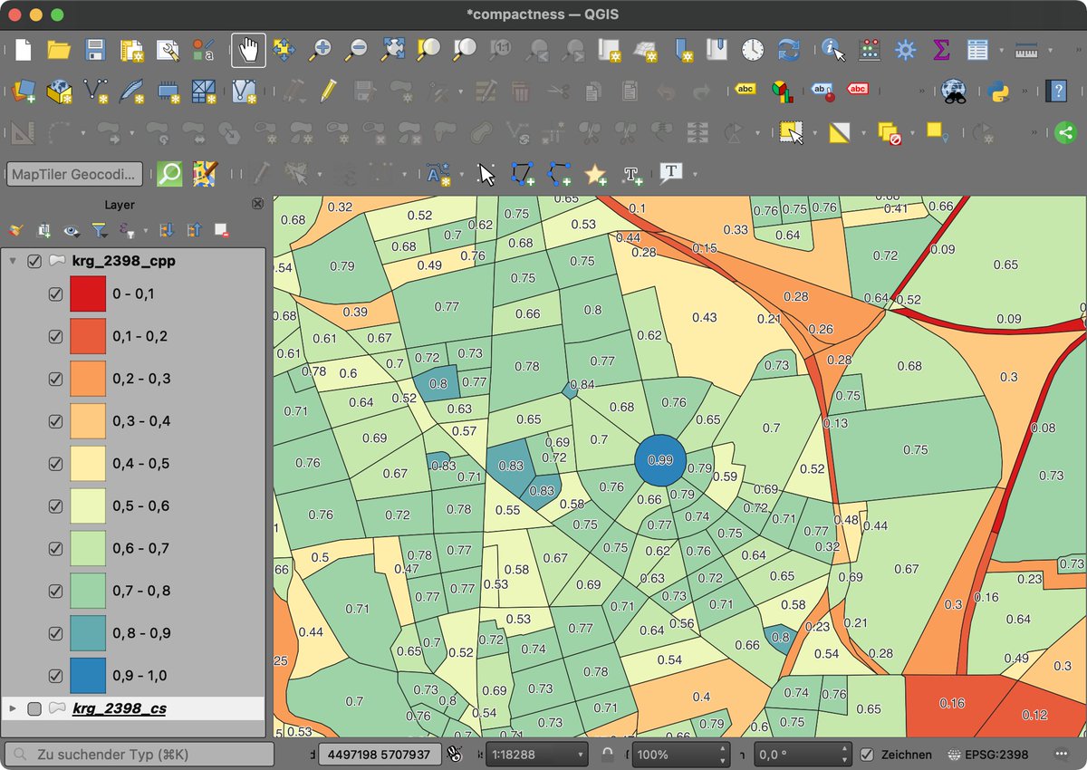 geoObserver_'s tweet photo. QGIS: Die Kompaktheit von Polygonen / The compactness of polygons https://t.co/W0I4gIkqW0 #compactness #Polsby #Popper #Schwartzberg #qgis #switch2qgis #gistribe #fossgis #foss4g #spatial #geospatial #gis #geo #geoObserver https://t.co/eI7sMkEL0a