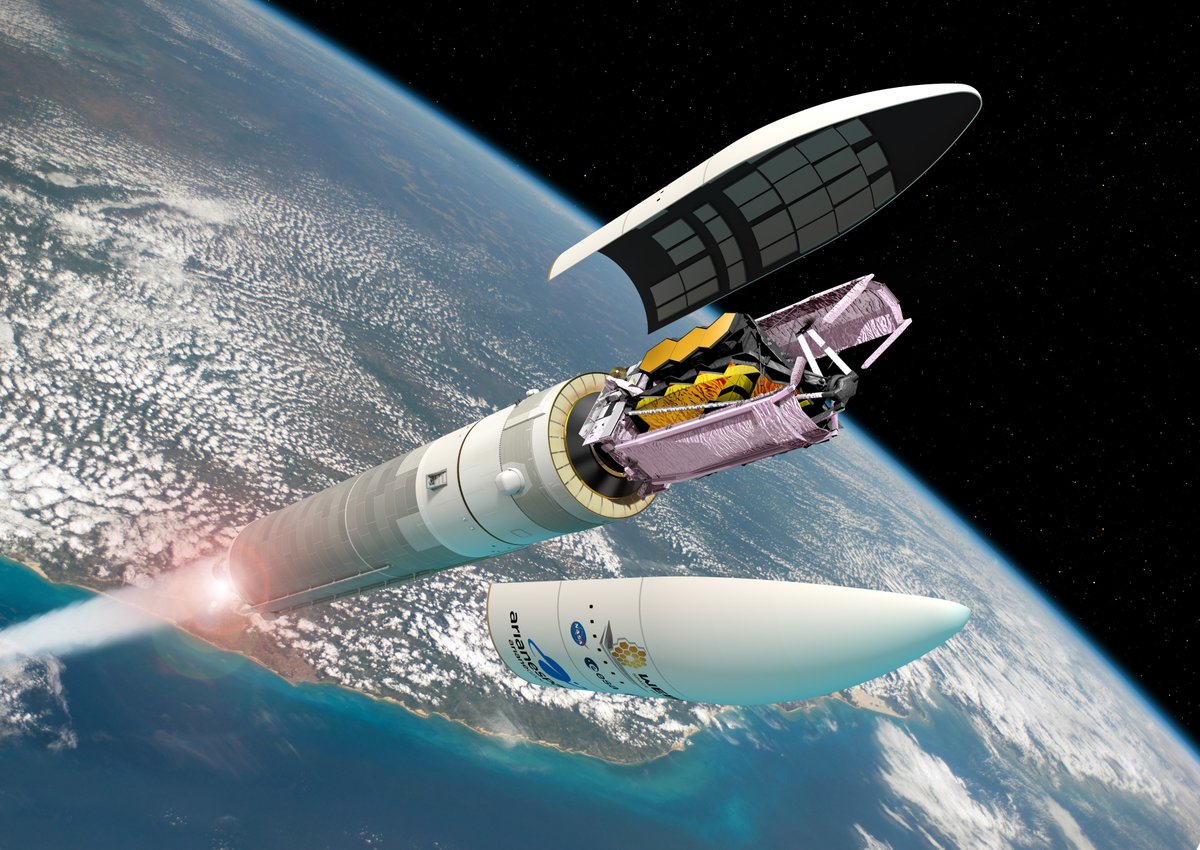 AlineSpaceBiker's tweet photo. H0-9 Webb, folded in the Ariane 5 rocket will be launched from Europe's Spaceport in Kourou. Special event at Citรฉ de LโEspace ๐๐คฉโจ
@esa @esa_fr #ESAchampion #Webb #WebbSeesFarther #WebbFliesAriane #UnfoldTheUniverse #WebbSeesFarther #WorldWideWebb #WebbAtHome @CiteEspace https://t.co/nwW64KM5ds