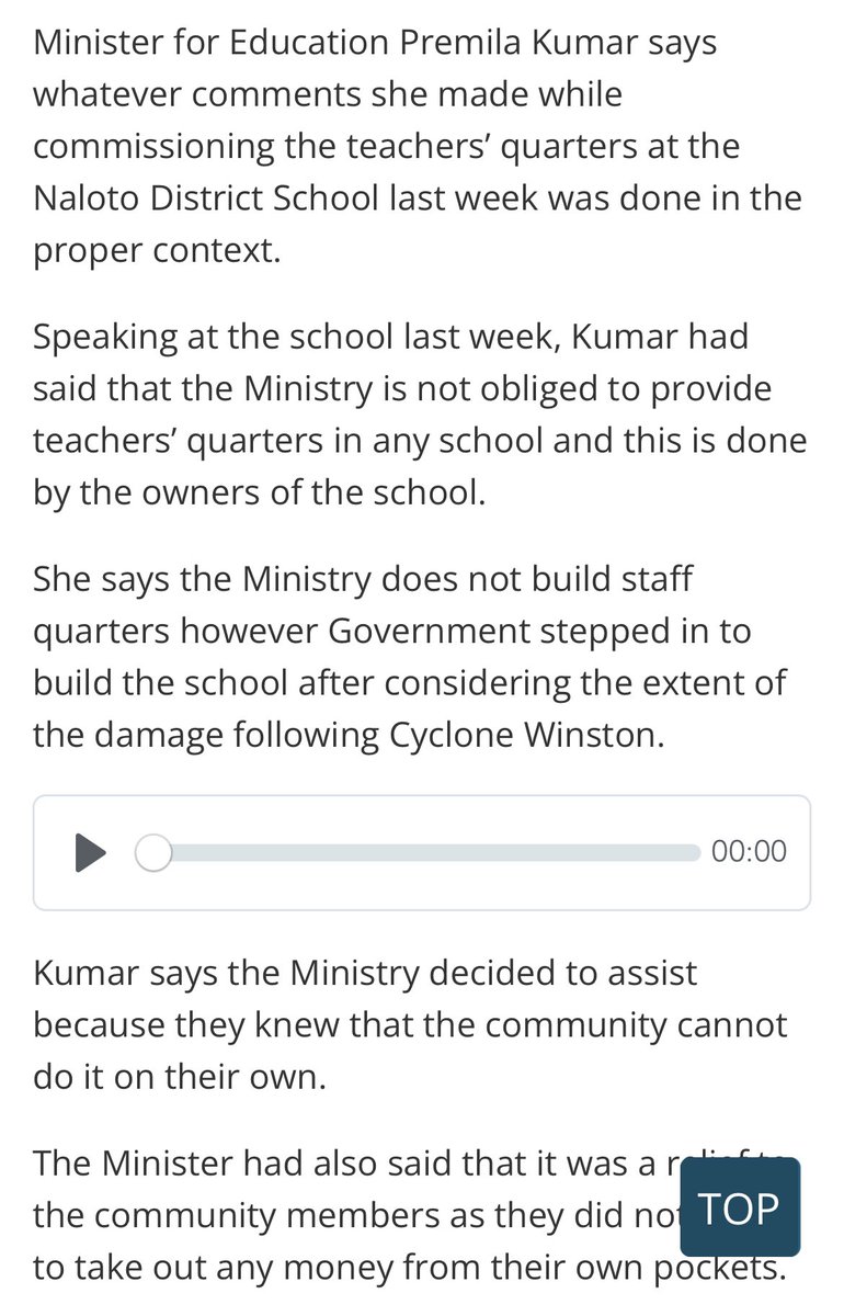 RichardKNaidu's tweet photo. Amazing. Our Education Minister has learned nothing in the last two days.
She now says she was doing the school a favour because our taxes were paying for staff housing.
Apart from anything else, where did she think our Govt-paid teachers at the school were going to live?π€£ https://t.co/EZuwLCfhC9