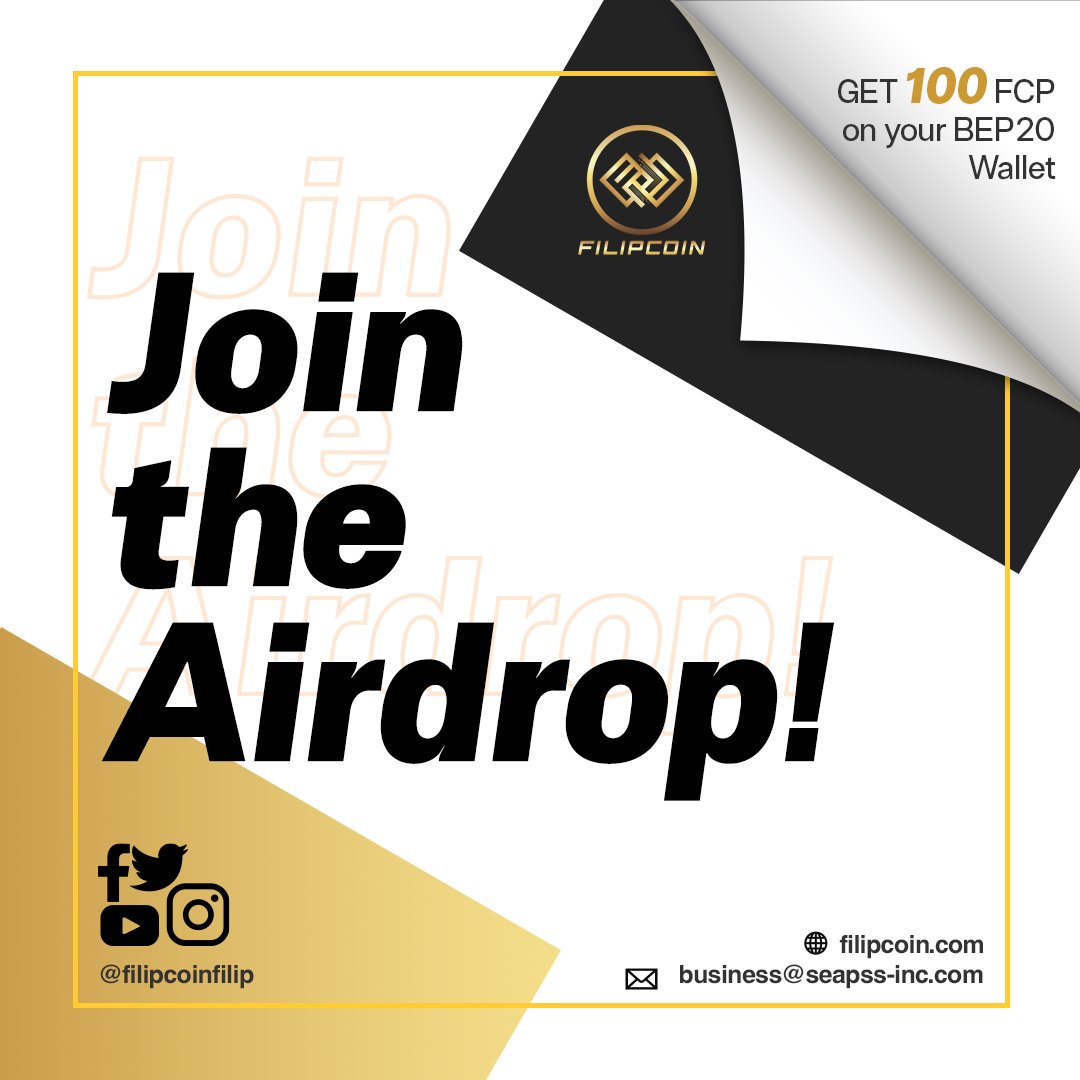 filipcoinfcp's tweet photo. Get 100 FCP on December 30, 2021 until December 30, 2021!
Add FCP to your BEP 20 Wallet and join the FILIPCOIN Airdrop before it’s late.
Airdrop Deadline: December 30, 2021
FCP Reward Distribution: December 30, 2021
#FILIPCOIN
#DecentralizedNetworkForTransportation
#Airdrop https://t.co/snYIADJWLI