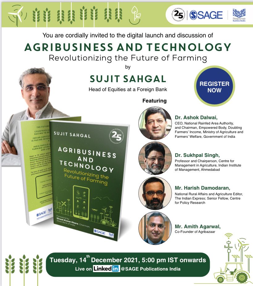 amithstar's tweet photo. @SujitSahgal's book 'Agribusiness and Technology' looks at how technology is reshaping &amp; reinvigorating the efficiency of India's farm-to-fork value chain.

Excited to be a part of the panel discussion at the virtual book launch tomorrow!

Register here: https://t.co/9Nwx8jnBD1 https://t.co/yjl3oXjtza
