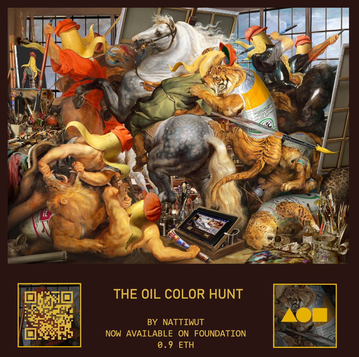 NattiwutR's tweet image. THE OIL COLOR HUNT

I compare artists who work as hard as with hunting in ancient times.

🍌 foundation.app/@RUMMEE/~/1176…

#NFT #NFTCommmunity #NFTartist #nftcollector #bananaman #FoundationNFT #cryptocurrecy #ETH #appropriationart