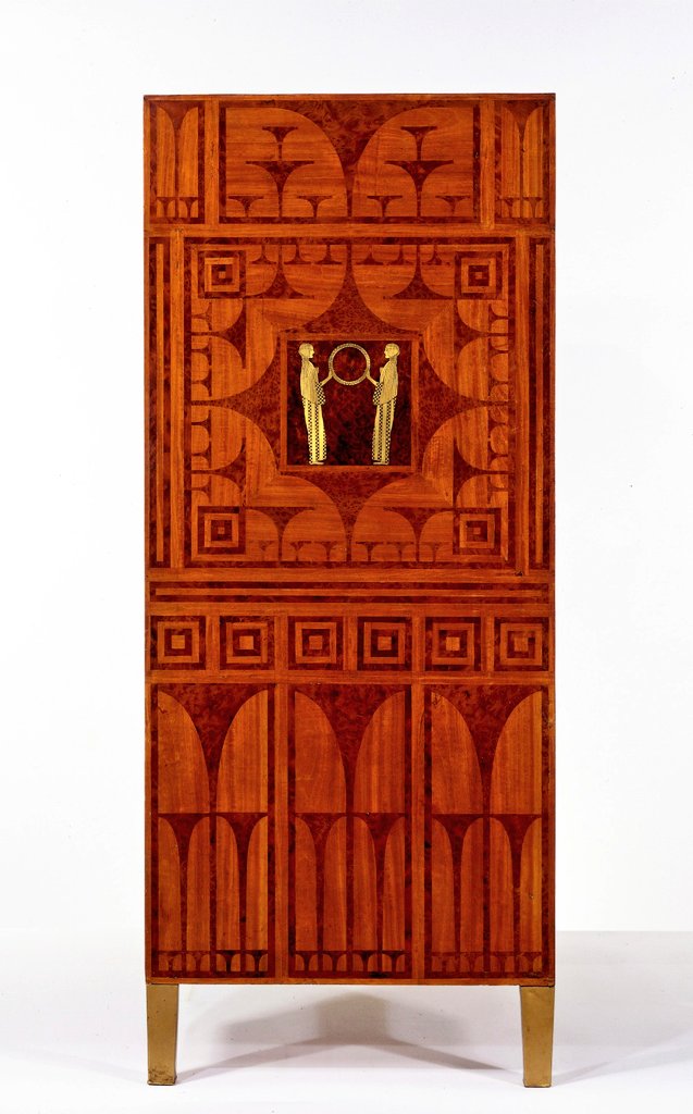 NouveauDeco's tweet photo. Secessionist desk with a 'disappearing' chair from 1903 by Koloman Moser (1868-1918), Vienna, Austria. https://t.co/T5qhQFbLGM