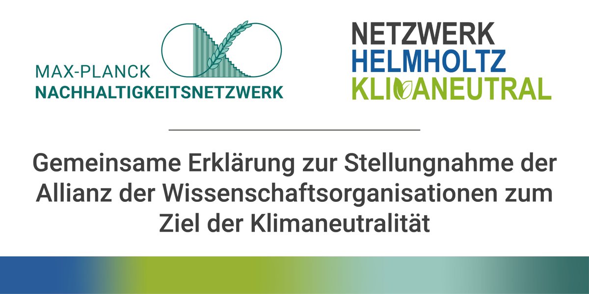 Das <a href="/sustainable_mpg/">@Sustainability_Network@social.mpdl.mpg.de</a> und das Netzwerk Helmholtz Klimaneutral haben eine gemeinsame Erklärung als Antwort auf die Stellungnahme der #AllianzWissenschaft zum Ziel der Klimaneutralität veröffentlicht:
nachhaltigkeitsnetzwerk.mpg.de/doi-positionpa…
#DecarbScience #Klimakrise
<a href="/maxplanckpress/">Max Planck Society</a> <a href="/helmholtz_de/">Helmholtz</a>
