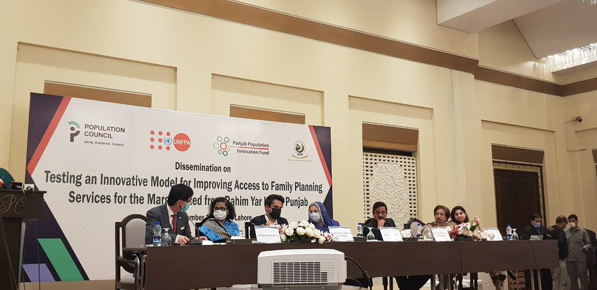 UNFPAPakistan's tweet photo. #HappeningNow: in #Lahore Dissemination of Final Evaluation Results on Innovative Model for Improving Access to Family Planning Services for the Marginalized aimed at improving access to FP services for the most marginalised integrated with  largest national safety net programme https://t.co/m12krBbqej
