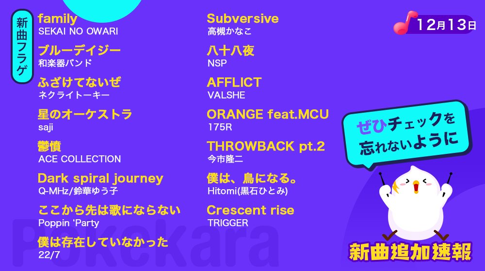 Pokekara 公式 カラオケ歌い放題アプリ Pokekara カラオケアプリ 新曲追加 眠い月曜日 W 頑張ろうね T Co Th5qtq5pi5 Twitter