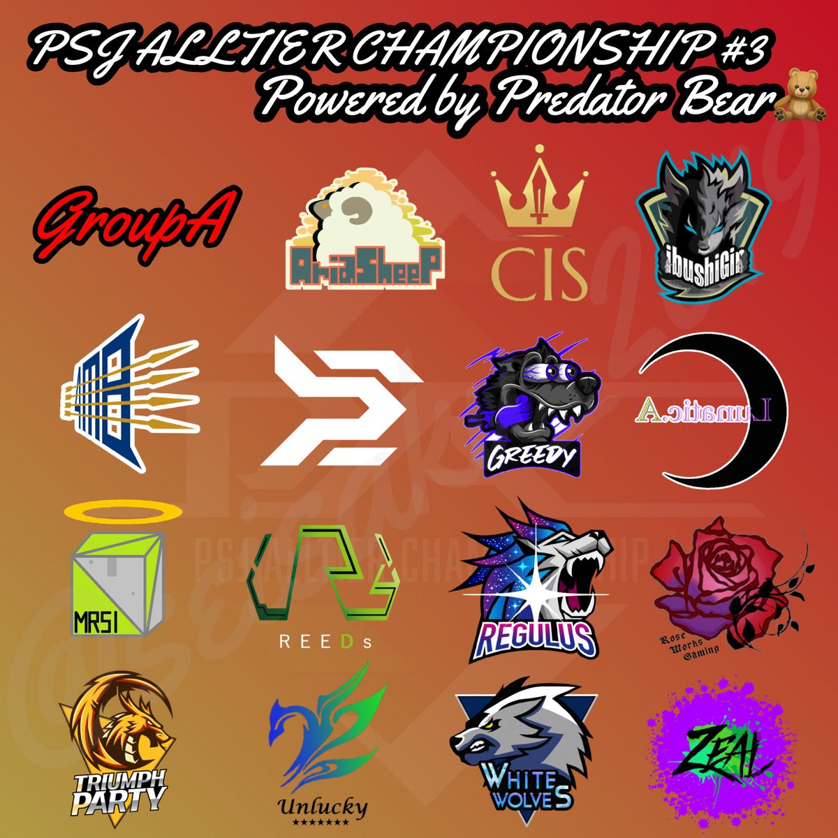 Hikaru20030328's tweet photo. PSJ ALLTIER CHAMPIONSHIP #3 Powered by Predator Bear🧸
GroupA 出場チームと応援タグ①
AriaSheeP @Aria_SheeP
#ASPWIN #PAC3_ASPWIN
Crown of Infinite Soldiers @CIS_Official_
#CISWIN #PAC3_CISWIN
CTGいぶし銀 @ibsg_jp
#IBSGWIN #PAC3_IBSGWIN
#PAC3 #PUBGEsports https://t.co/P2NgsD8d8G