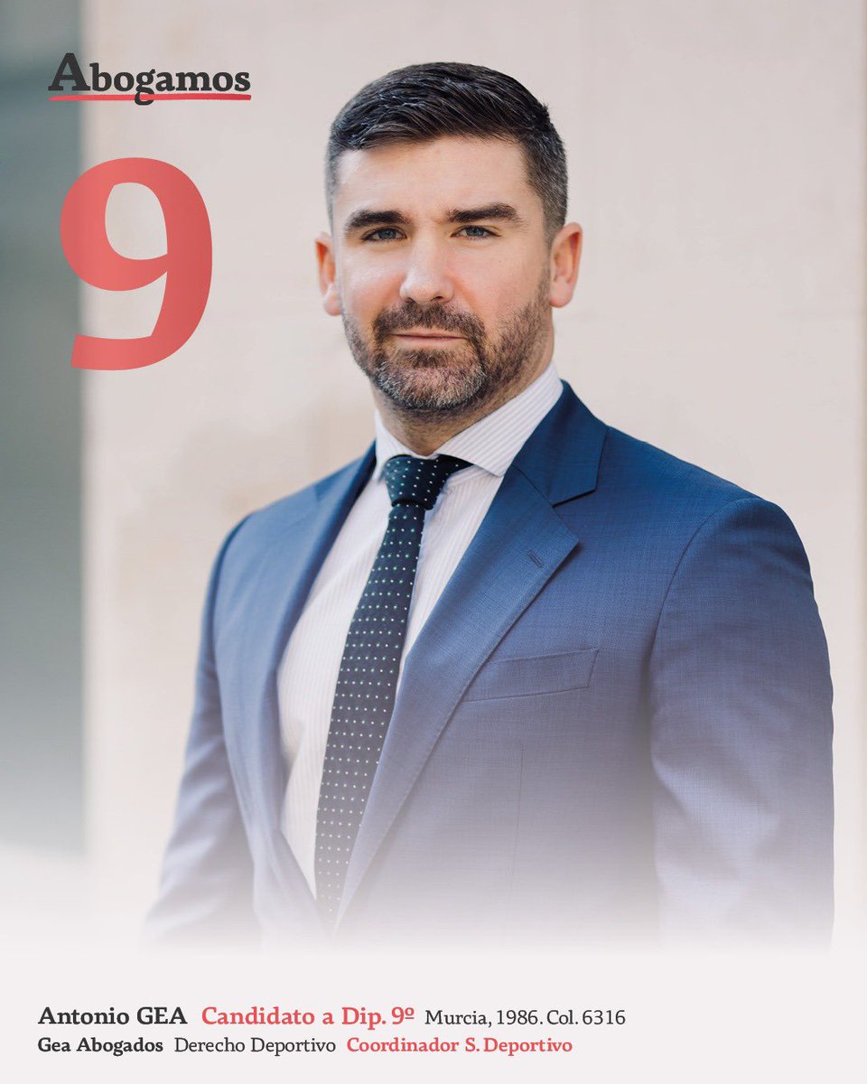 Abogamos_'s tweet photo. Antonio GEA

Candidato a Diputado 9
Murcia, 1986
Col. 6316
Coordinador Sección Deportivo

Gea Abogados
Derecho Deportivo

@geaantonio_ 

#COMPROMISO
#RENOVACIÓN
#ABOGAMOS

#eleccionesicamur2021 https://t.co/V6EUfitlMT
