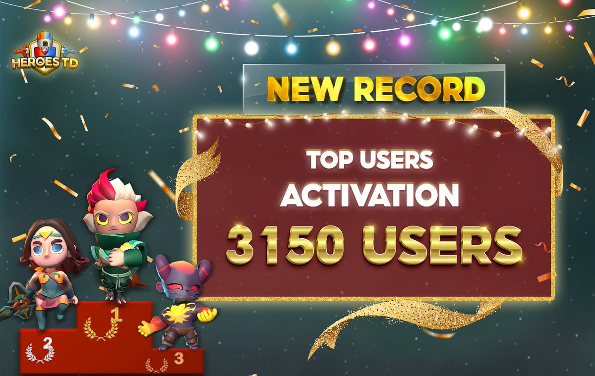 heroes_td's tweet photo. HeroesTD TOP USERS ACTIVATION - 3150 USERS
👉👉👉 Stay tuned for HeroesTD Alpha Test and join us now: https://t.co/r6O7yFHU9n 
#heroestd #nftgame #pancakeswap https://t.co/qaLghfWX8r