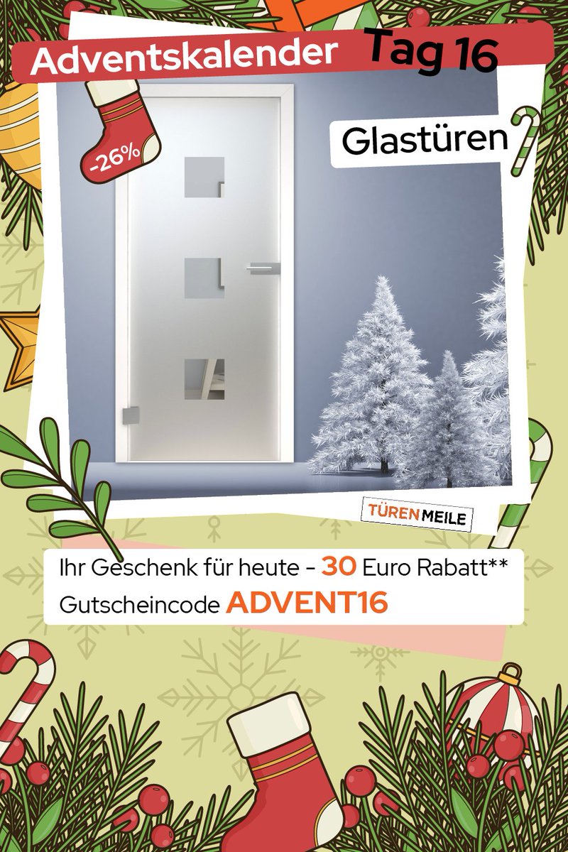 Tuerenmeile's tweet photo. #Adventskalender ❄️ Tag 16 
🔝Türen jetzt online kaufen und bis zu 50% sparen!
https://t.co/bsyJXMt8XZ
❄️Ihr Geschenk für heute - 30 Euro Rabatt**
❄️Gutscheincode ADVENT16
**ad 300 Euro Warenwert
⛄️ Bequem, serviceorientiert in bester Qualität und in kürzester Zeit.
#rabatt https://t.co/7IM5jEqsFH