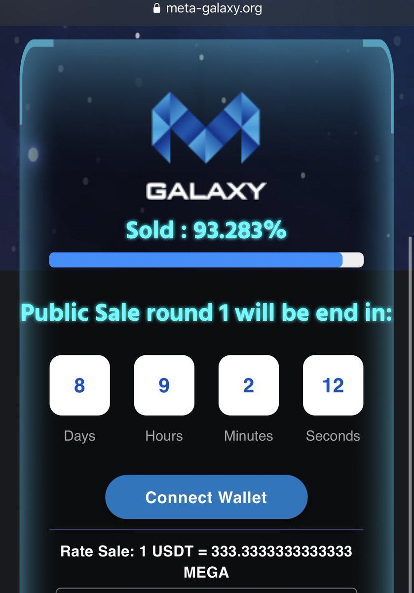 Metagalaxytron's tweet photo. 📌 This is INCREDIBLE!

🔥 We are now closer to SOLD OUT $MEGA in the first round than ever! 

👉 Be ready and go get your $MEGA tokens to join the Meta-Galaxy adventure!

📌 Buy $MEGA NOW: https://t.co/P1AeAmBFYd https://t.co/Vxf2oDzkdm