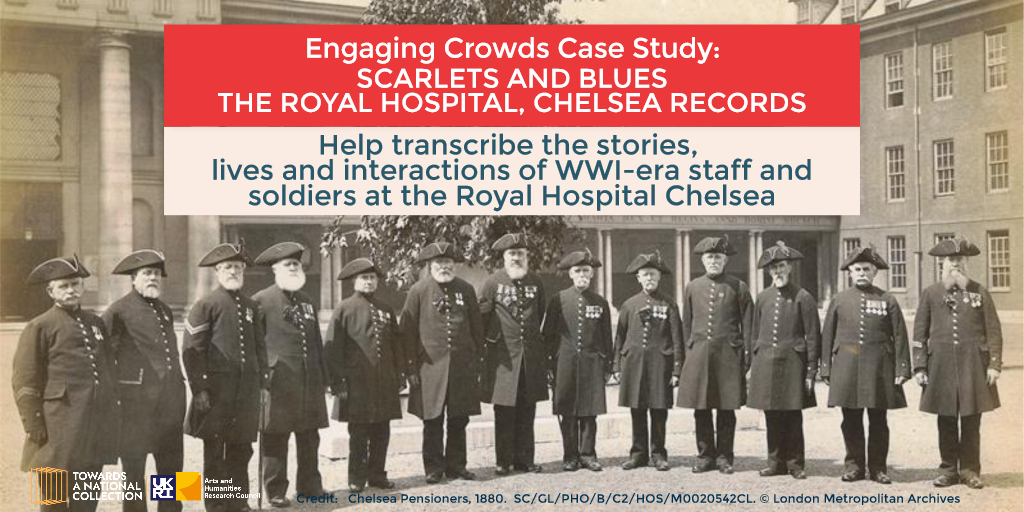nat_collection's tweet photo. Have you volunteered for our #citizenresearch project 'Scarlet & Blues' yet? Help transcribe the #FirstWorldWar records of the #ChelseaPensioners at The Royal Hospital, Chelsea.
Just register on #Zooniverse to help this #EngagingCrowds project.
๐https://t.co/SqtO4DI53P https://t.co/gUpsZLpbPF