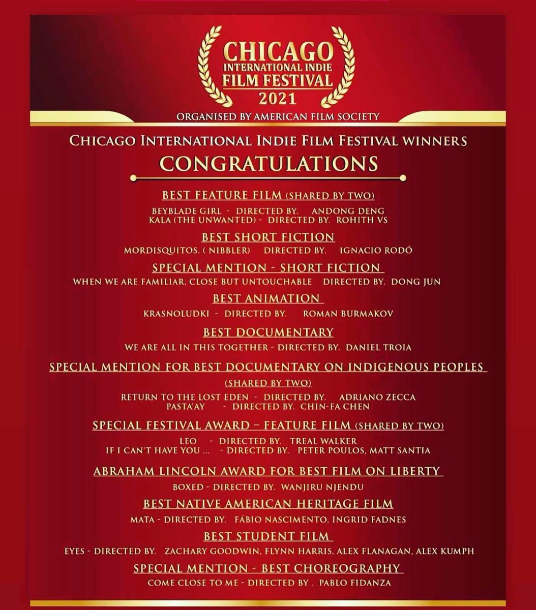 tfwai_karnataka's tweet photo. Chicago International Indie Film Festival
#CIIFF
Best Feature Film : KALA
#TovinoThomas | #RohitVS
#TovinoThomasProductions
💎⚡️
@ttovino || #Kala https://t.co/orgeRz0cXI