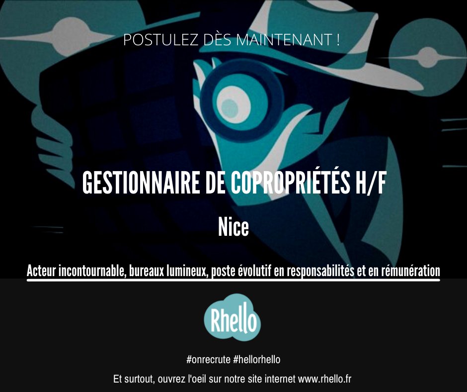 HelloRhello's tweet photo. 📢 [Alerte Job RHELLO] ⚡️

Nouvelle offre d’emploi de Gestionnaire de Copropriétés ! 📄📌

📍 CDI temps plein à Nice. 
Lien pour postuler 😎 : https://t.co/KeSDxo6Zhy
Nous contacter : ✉️ contact@rhello.fr  
📞 04 93 86 77 82
#hellorhello #ilovenice #onrecrute #myjob #recrutement https://t.co/cztvbXANFi