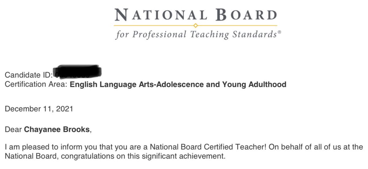 Chayanee Brooks, NBCT tweet media