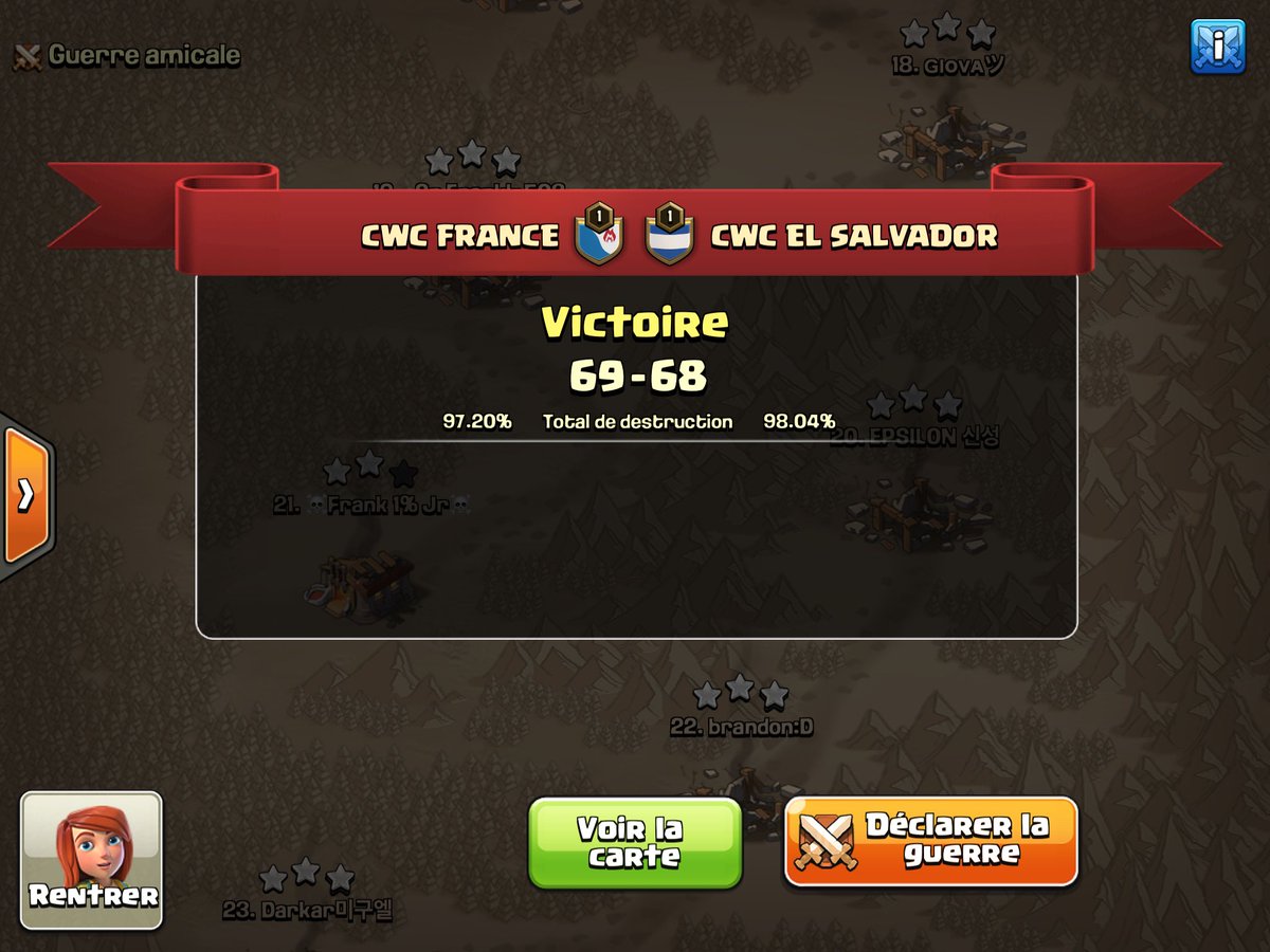 1ère victoire en PO de la <a href="/ClashWorldCup/">Clash World Cup</a> S7🔥🔥🔥🤩🤩🤩

Congrats <a href="/SelecElSalvador/">Selección Salvadoreña de CoC</a>, what a war 💪💪💪

Grand merci <a href="/parandar/">Parandar</a> pour ce moment de live à la fin intense 🙏🙏🙏

RDV pour les 1/4 la semaine 🆚 <a href="/CRCOC506/">Selección de Costa Rica</a> 👊

#GOLESBLEUS🇫🇷