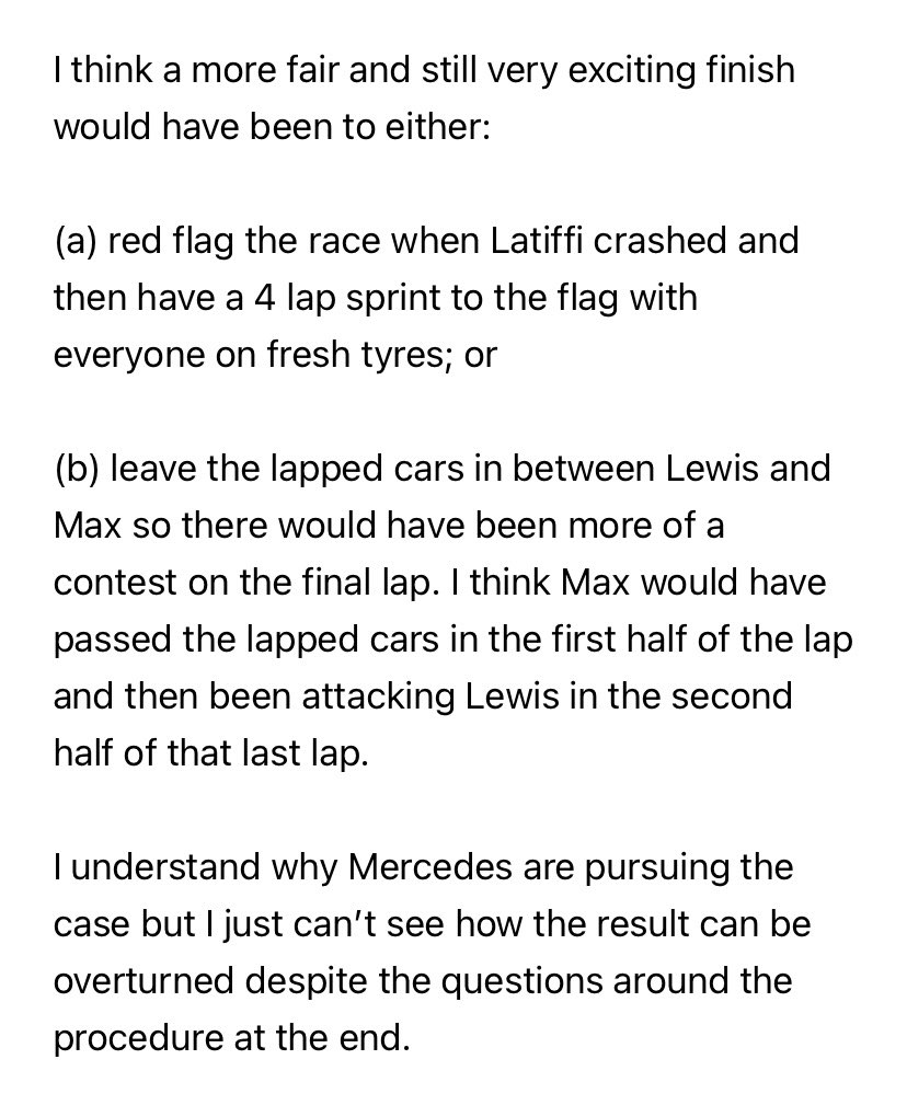 karunchandhok's tweet image. My thoughts on yesterday’s finish…

Neither driver deserved to lose that title yesterday. 

Both have been outstanding this year but ultimately we must all congratulate @Max33Verstappen on his first World Championship 👏🏽👏🏽