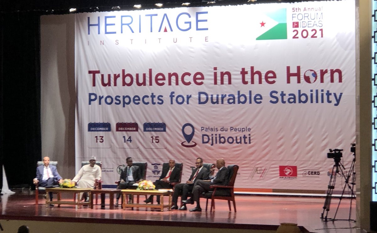 AnalystSomalia's tweet photo. 1st high level panel on Turbulence in the Horn is on. Discussants: President of the Somali Region of Ethiopia, Mustafe Cagjar Djibouti Foreign Minister @ymahmoudali; Djibouti Finance Minister @Ilyasdawaleh Somalia’s Planning Minister @AmbGamal moderated by @Aynte 
@HIPSINSTITUTE https://t.co/lzARnsrk3W