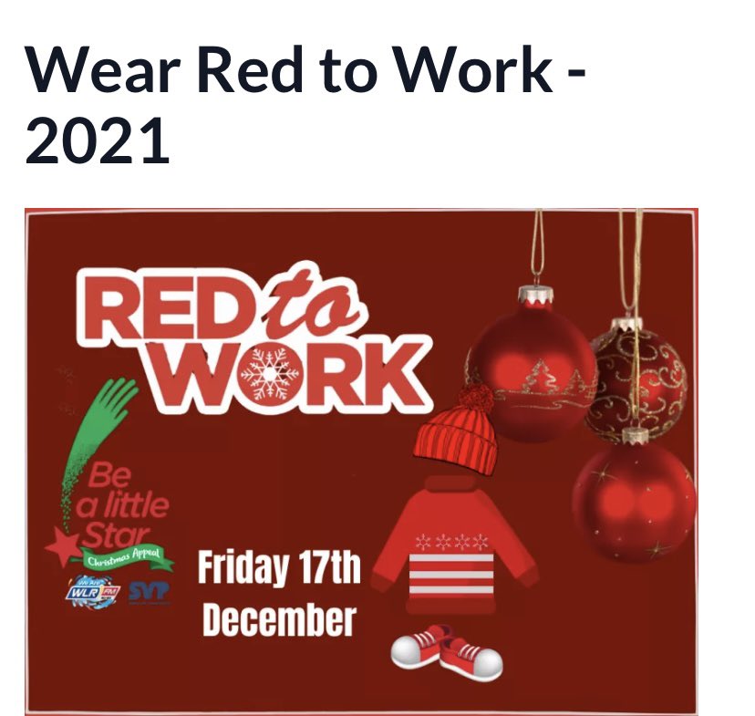 This Friday we will be taking part in Wear Red to Work , all donations greatly appreciated!