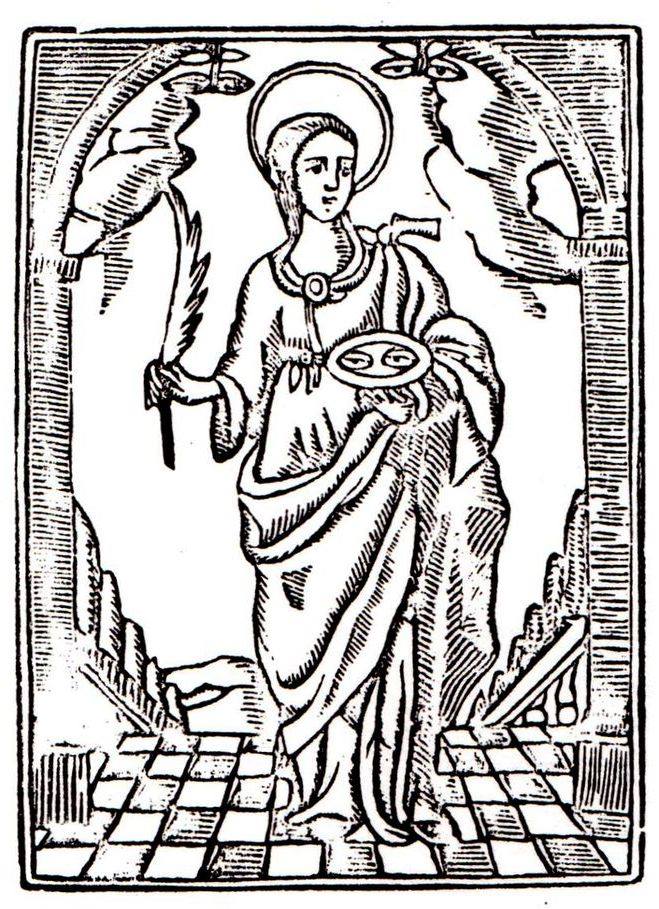 bisbatgirona's tweet photo. 😇 #Santoral 13/12/21: Antíoc, Autbert, Auxenci, Eustraci, Orestes, Llúcia (patrona de la #vista i de les #modistes, #oculistes, #òptics, #tapissers, i #matalassers -a la imatge-), Otília. https://t.co/hnebIG4gfV