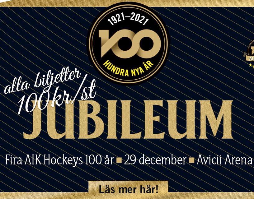 L69's tweet photo. Vi lottar ut sex biljetter till 
AIKs 100 års JUBILEUM 
Motivera varför du ska vinna 2 biljetter till matchen.  
Mejla gunnar@rosund.com senast 17 dec 

Vi drar 3 vinnare som vinner 2 biljetter var på fredag 17 december 

@AIKishockey 
https://t.co/L92D3HqI12 https://t.co/2otKBSCalK