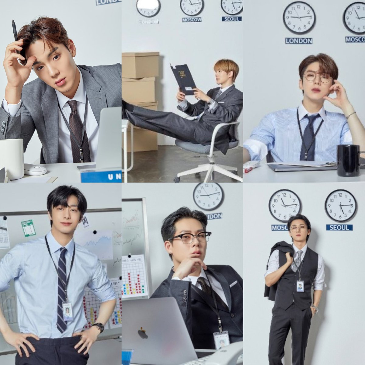 imkyunssi_'s tweet photo. Monsta x as                     Monsta x as 
school students:             office work: https://t.co/7HSgf9AlNE
