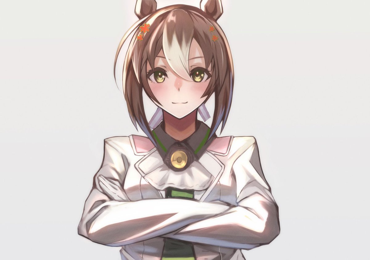 fine motion (umamusume) 1girl solo animal ears horse ears brown hair crossed arms looking at viewer  illustration images