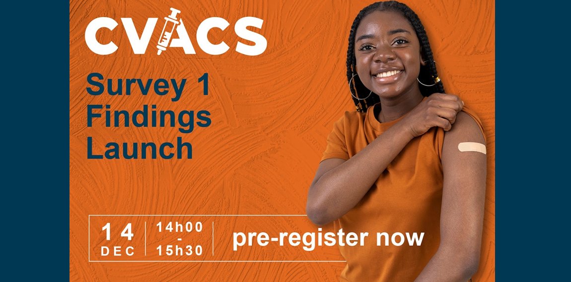 CVACS_ZA's tweet photo. Webinar Reminder, tomorrow (Tues, 14 Dec at 2 pm) CVACS will be sharing results from Survey 1 (currently being collected), including findings on beliefs about the vaccine, reasons for vaccine hesitancy & future intentions of vaccination.
Register: https://t.co/O2pbVk735L https://t.co/LrzHylgB4s