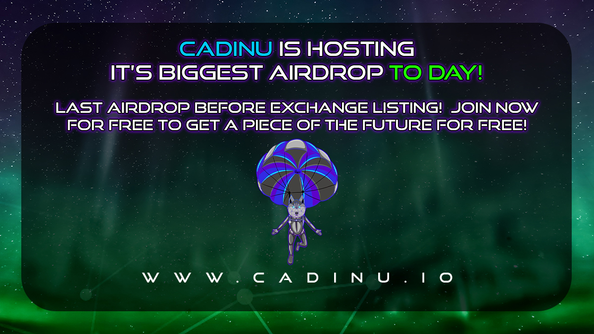 Join Telegram bot Link: t.me/CanadianInuitD…
Liquidity locked
Sold on pancake swap: pancakeswap.finance/swap?outputCur… 

#CadinuForever #CADINU #shiba #floki #bsc #p2e  #1000xgem #invest #DeFi #NFT #BSCGems #listing #ToTheMoon #CryptoSignals #Airdrop #Airdrops #AirdropDetective #safemoon