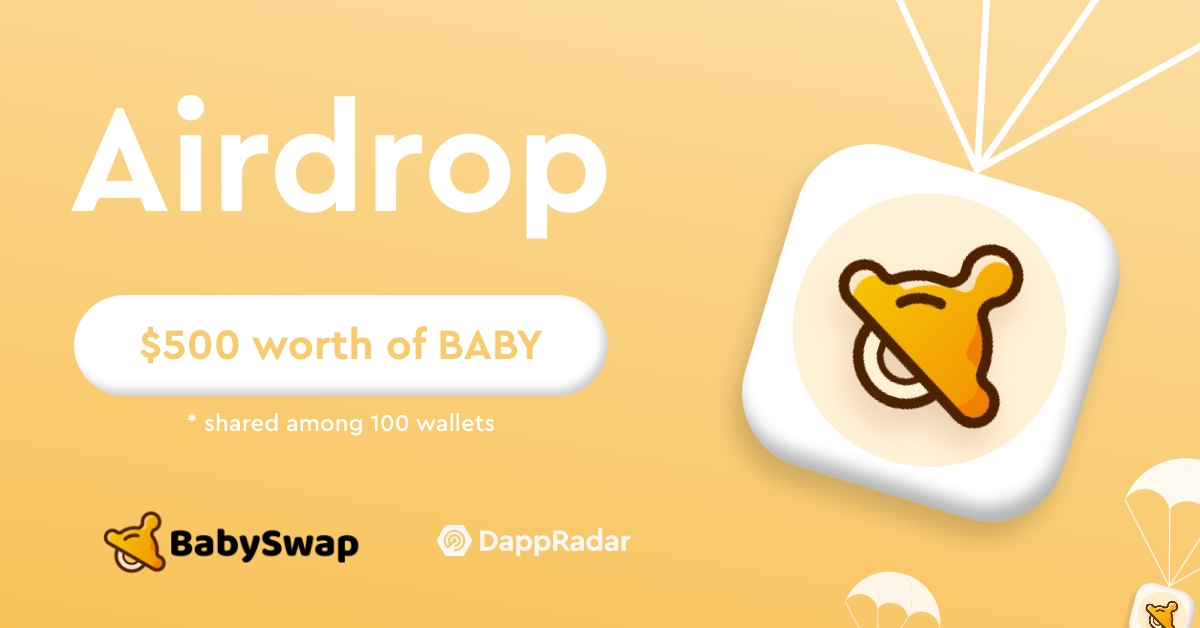 Our exclusive <a href="/babyswap_bsc/">BabySwap</a> $BABY #airdrop is now LIVE!

Register now for a chance to win $BABY tokens: dappradar.com/hub/airdrops/62

Like &amp; share this post to spread the word &amp; don’t forget to follow us for more giveaways!

Good luck!

#Crypto #DeFi #Giveaways