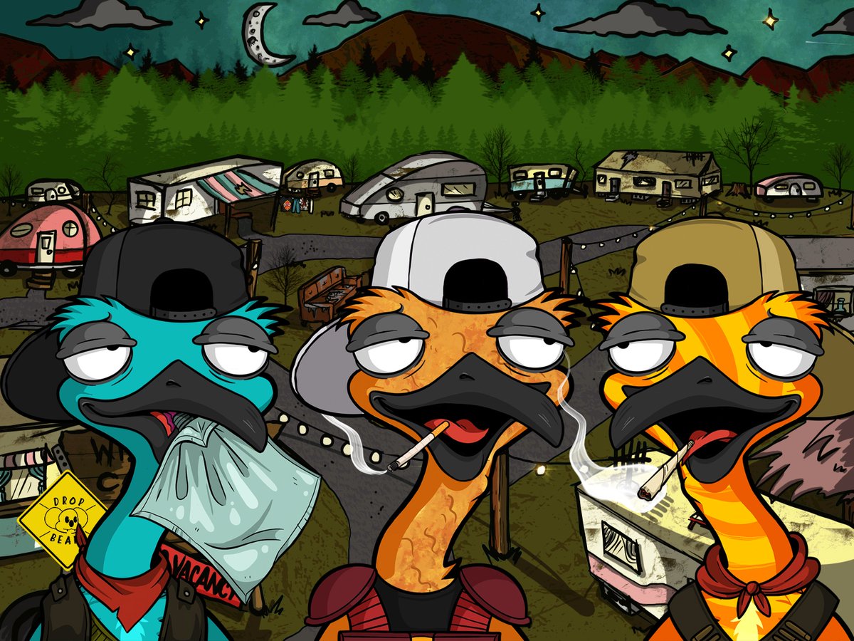 DropBearsio's tweet photo. A lot of beer and blood has been spilt in the main street outside of the pub, with neither stepping down. Tensions escalated when the Bush Chooks invaded Willows Caravan Park from all angles in a surprise attack during a late night Drop Bear council bong circle.

#wenemu 
#NFT https://t.co/K35fFxbMnE