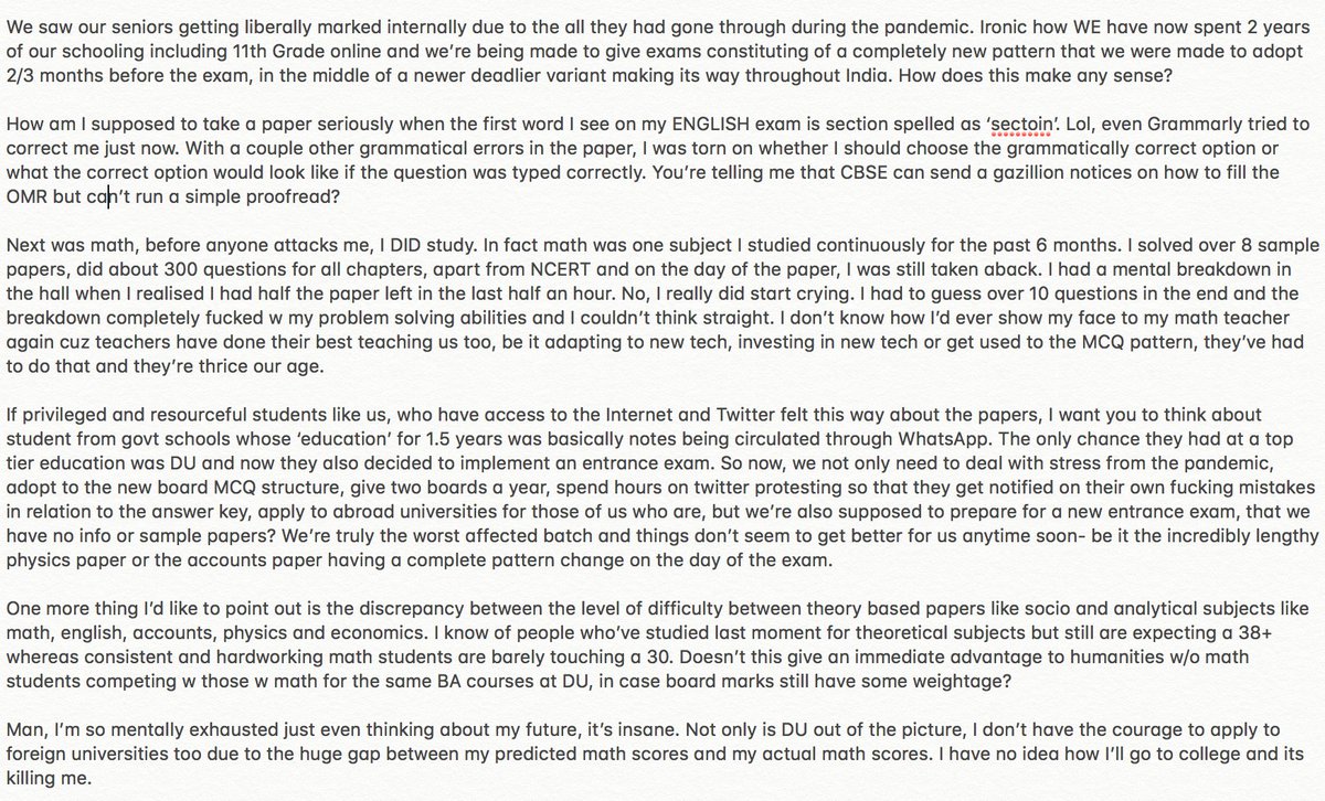 dyinginsidewbu's tweet photo. From a CBSE student on the verge of questioning her future, give it a read if you can. 
#CBSE #CBSEMaths #CBSEEnglish #CBSEAccounts   #CBSEPhysics #CBSETerm1 https://t.co/4XOXyE9GeR