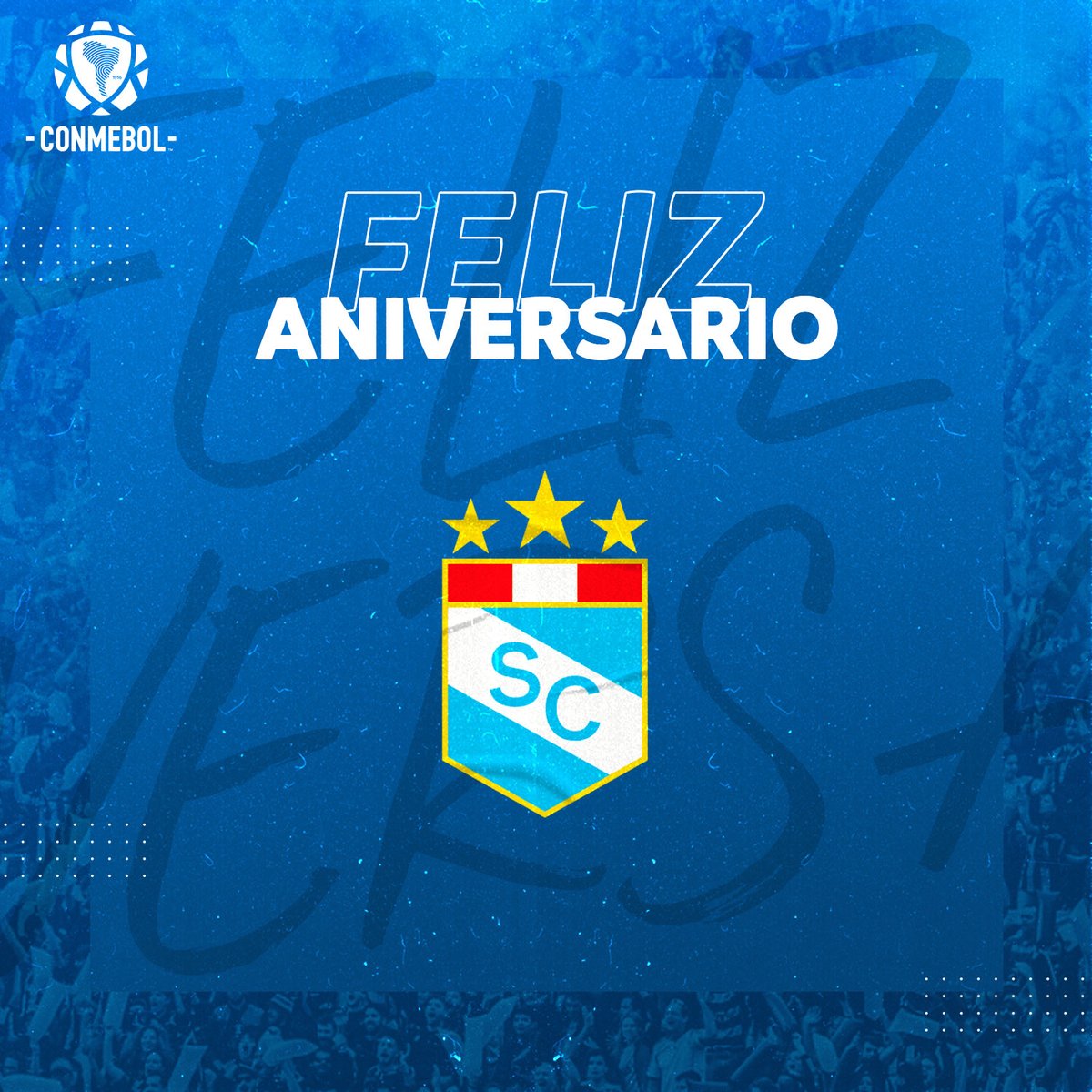 CONMEBOL's tweet photo. Saludamos en su aniversario al Club Sporting Cristal 🎂🇵🇪 

¡Felices 6️⃣6️⃣ años @ClubSCristal! 👏🏼🥳 

#CreeEnGrande https://t.co/cINdBlCI0H