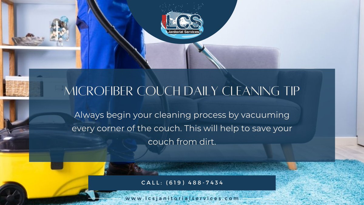 LCSJanitorial's tweet image. #MicrofiberCouchDailyCleaningTip

Always begin your #cleaningprocess by #vacuuming every corner of the #couch. This will help to #saveyourcouch from #dirt.

#tips #tipoftheday #advice #advisement #guidance #recommendation #suggestion #Upholsterycleaning #lcsjanitorialservices