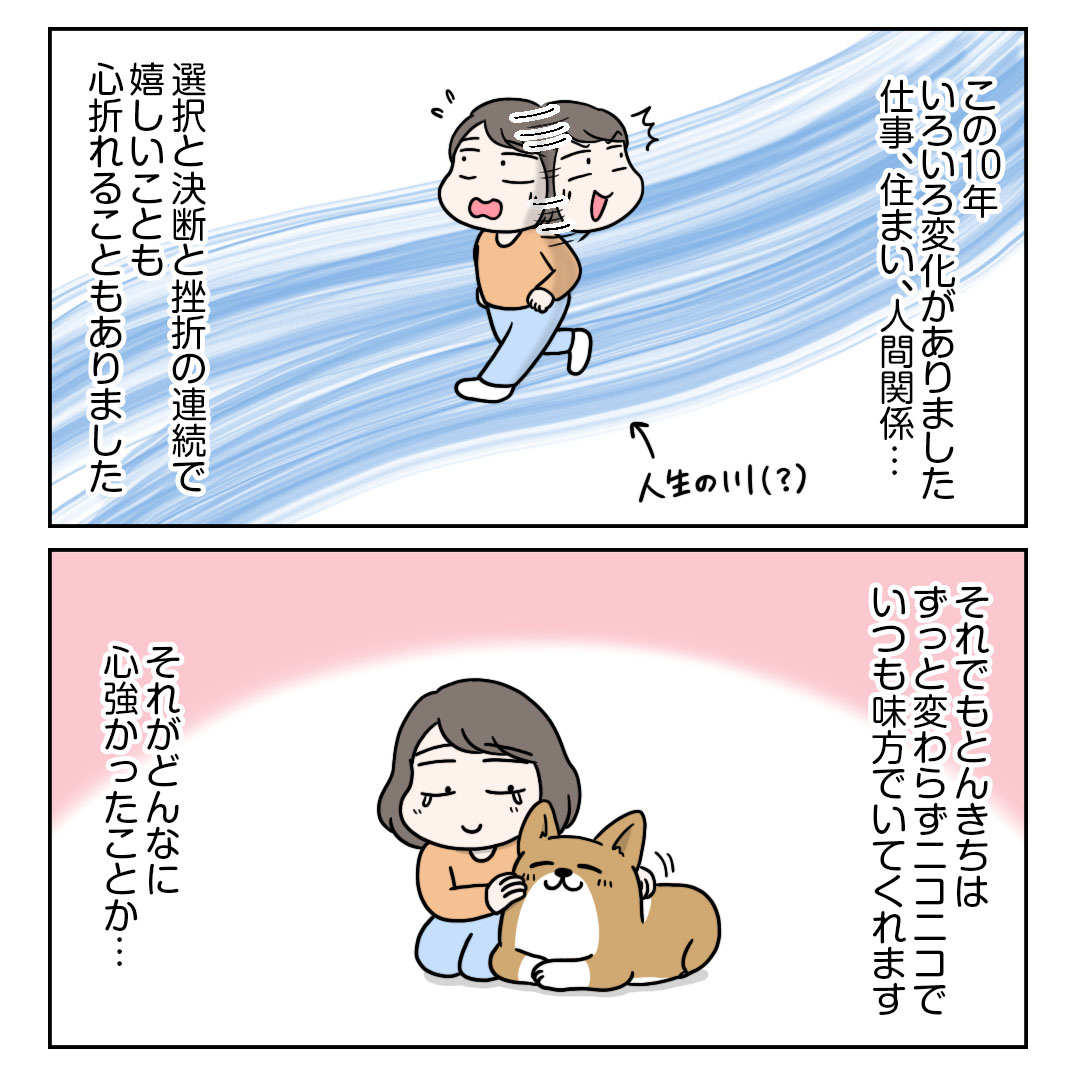 今日はとんきちの誕生日です。10歳になりました。
いつも大切なことを教えてくれる人生の先輩のような存在です。長生きしてほしいなと思います☺️
#コミックエッセイ
#コーギー 