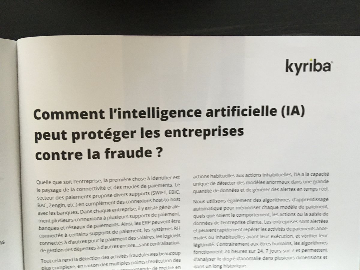 Vous vous questionnez sur la gestion du #risque dans votre entreprise ?
 Dans le dernier numéro de <a href="/DAFmag_fr/">DAFmag.fr</a>, <a href="/ThierryTruche/">Thierry Truche</a> explique comment l'#IA permet aux entreprises de se protéger contre la #fraude
#DigitalTransformation #LiquidityManagement #RiskManagement