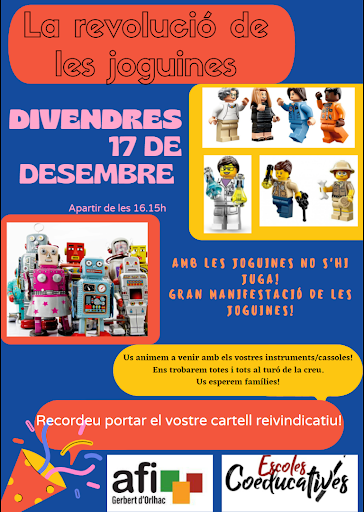 GERBERTSTC's tweet photo. Bon dia famílies! Des de @Afescoeducacio ,les diferents AFI´s volem engegar una acció en la qual necessitem la vostra col·laboració. La revolució de les joguines! 
Teniu tota l´informació al blog 👉🏽 https://t.co/oeAvYqkwRb
Amb les joguines no s'hi juga!! 🧸🪁🪀👸🏽 https://t.co/3g7BL2uZCp