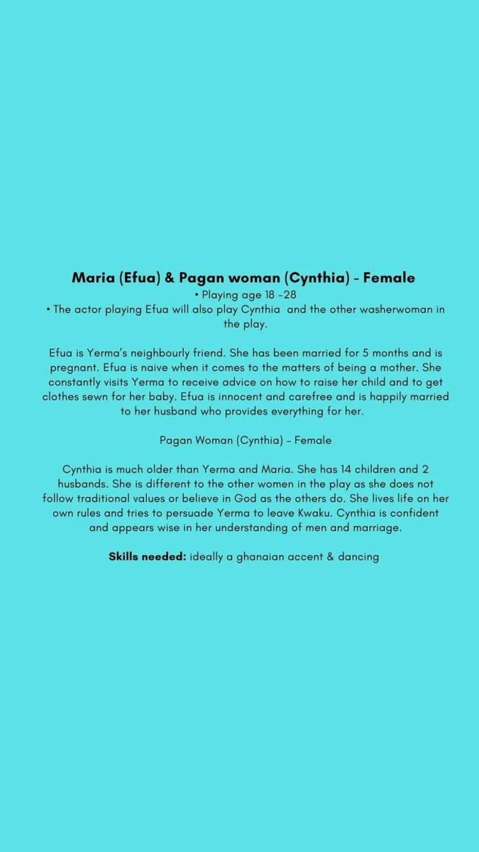 ItsJessMeXx's tweet image. Looking for Black Actors please retweet!!!😊💜CASTING CALLOUT #Yerma  #WestAfrica #Actors #Theatre #callout